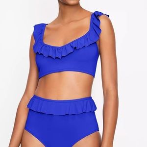Loft LOFT Beach Ruffle High Waist Bikini Set